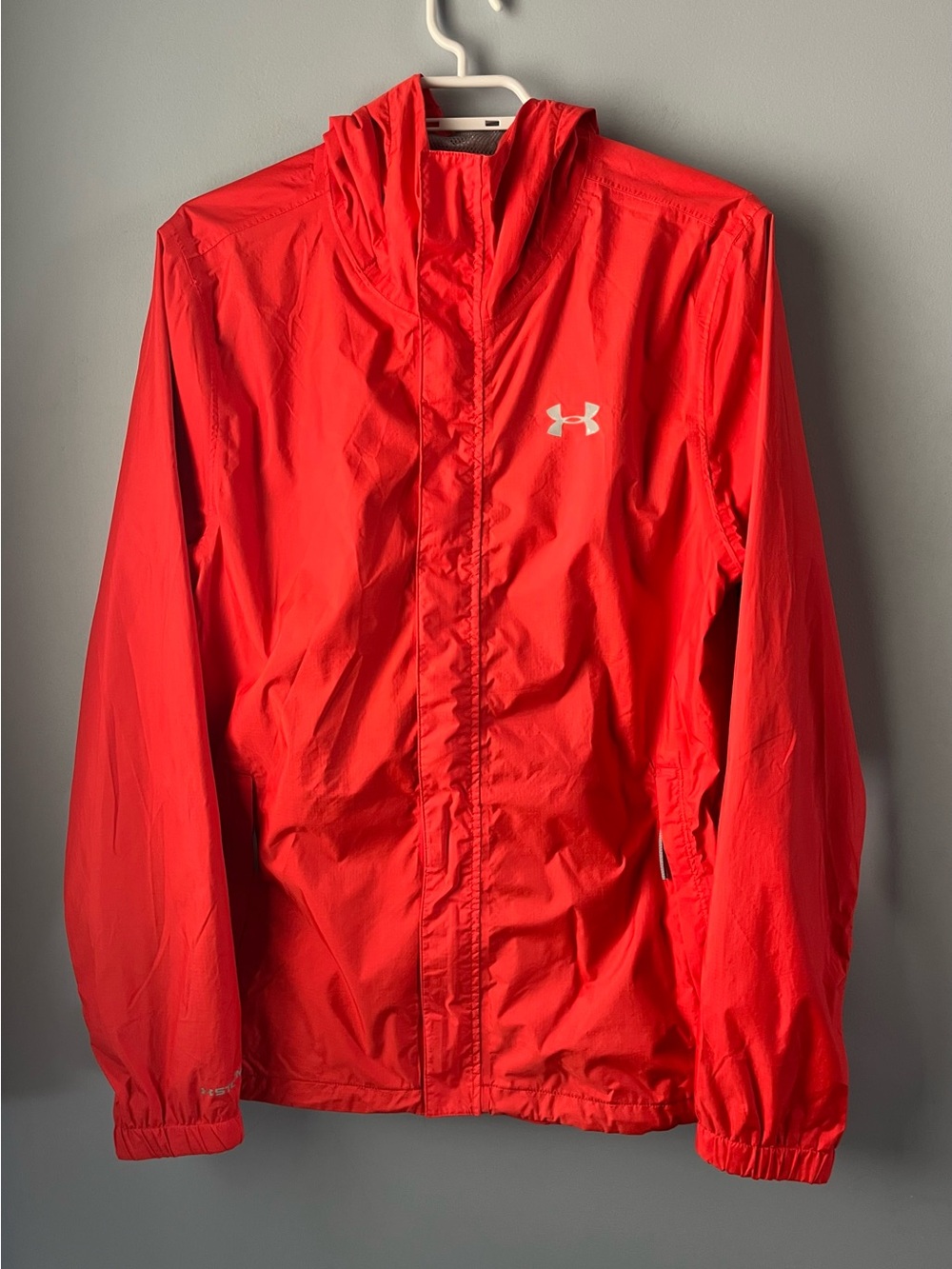 Under Armour Storm3 Coral Red Hooded Rain Jacket Size S
